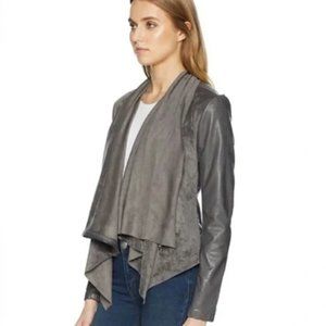 Blank NYC Size XS Gray Drape Faux Leather Jacket w/ Zipper